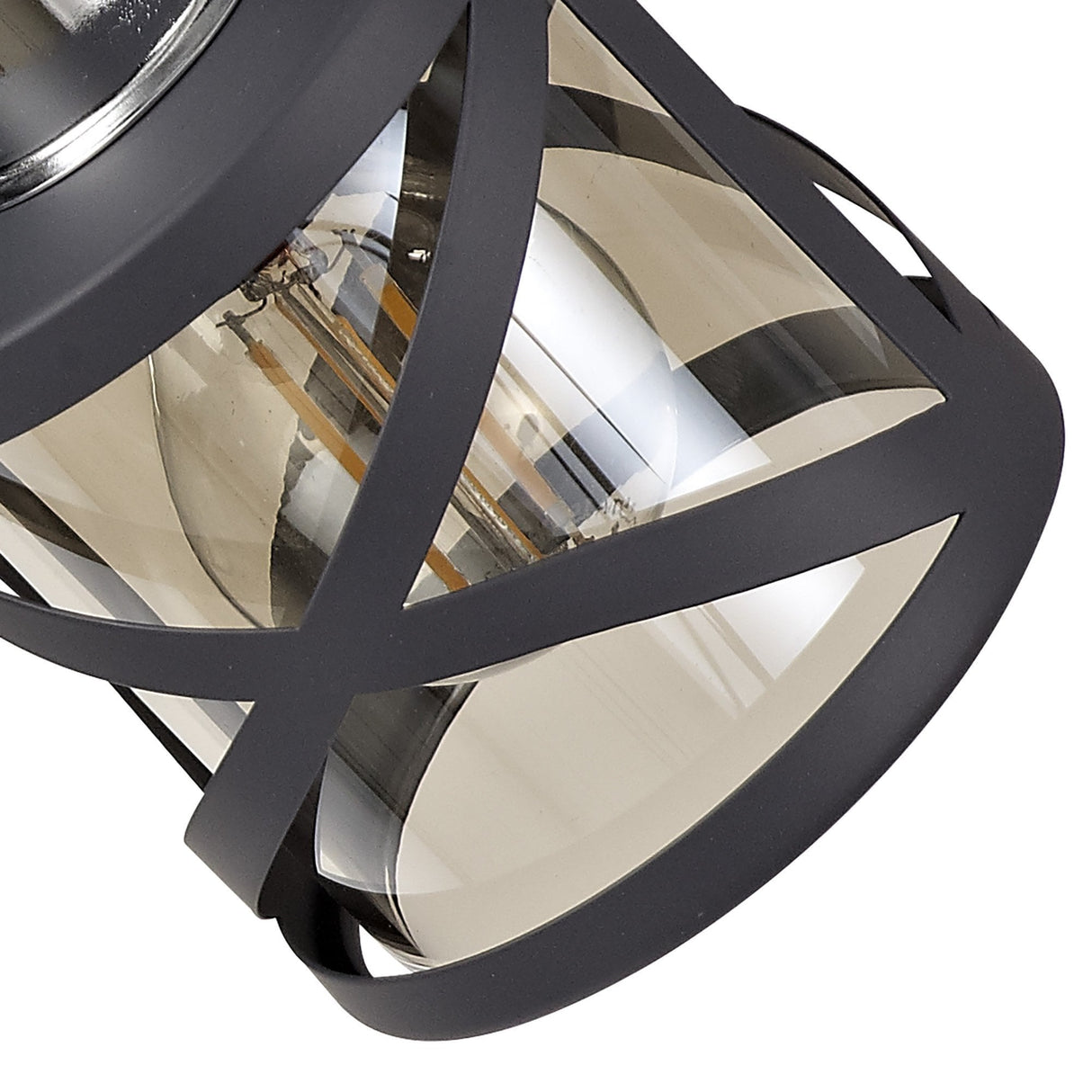 Triple Fixture Round Spotlight in Matte Grey and Polished Chrome with Cognac Shades