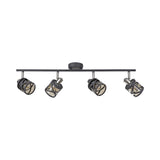 Sleek Modern 4-Light Bar Fixture in Matt Grey, Chrome, and Cognac Glass