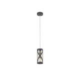Contemporary Matt Grey and Chrome Pendant Light with Cognac Shade