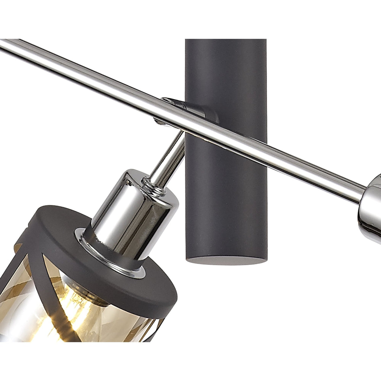 Elegant 4-Light Adjustable Pendant in Grey, Chrome, and Cognac Finish