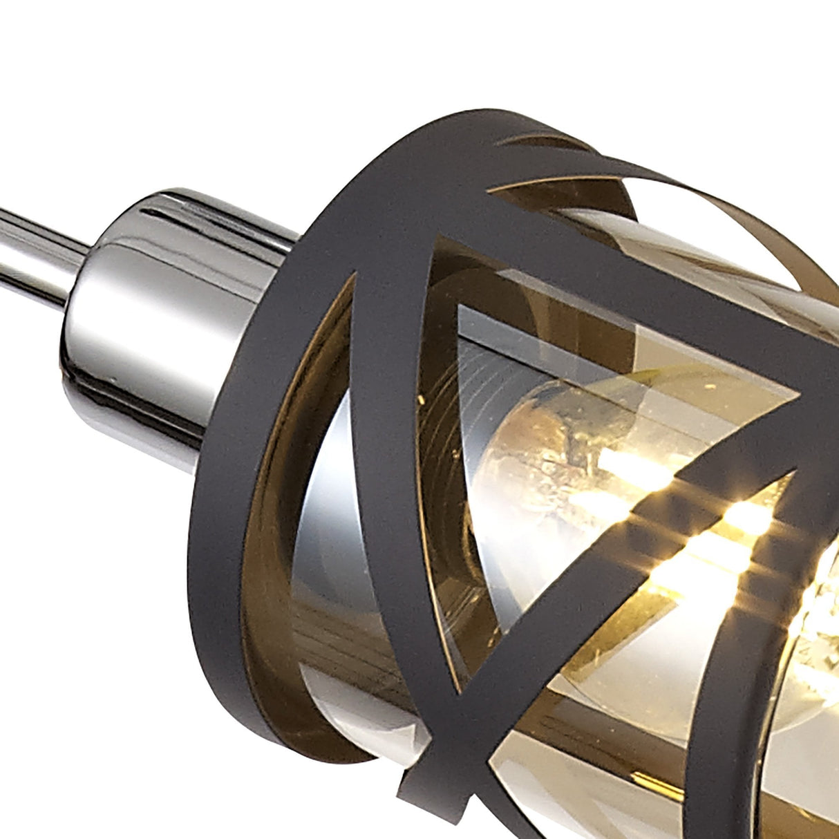 Elegant 4-Light Adjustable Pendant in Grey, Chrome, and Cognac Finish