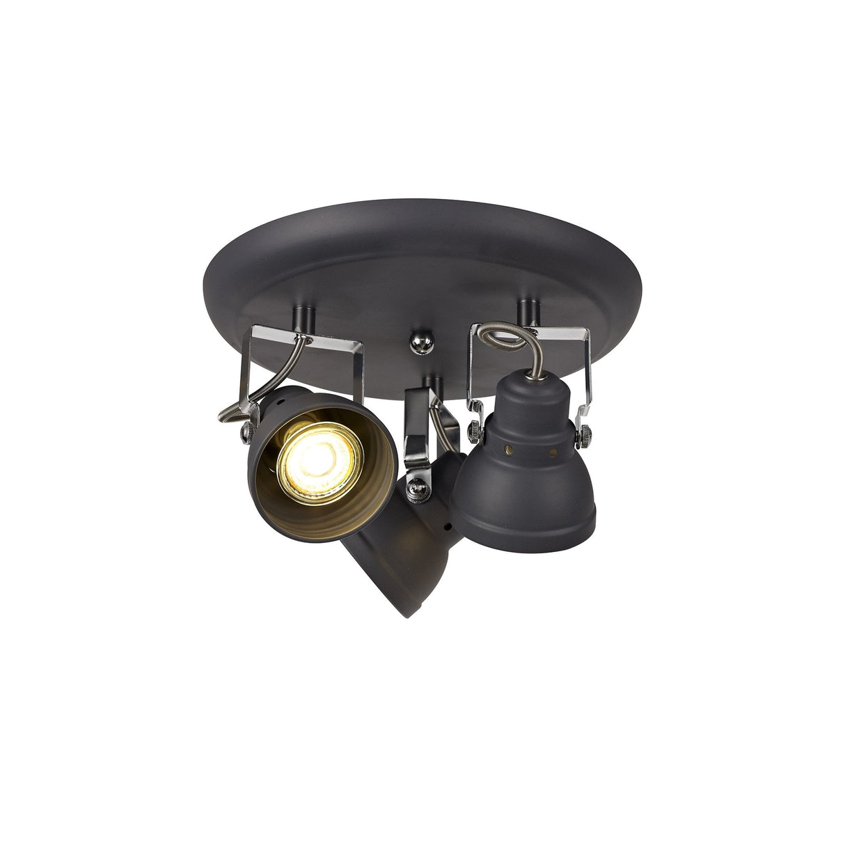 Elegant Adjustable Trio Spotlight in Matte Grey and Polished Chrome Finish