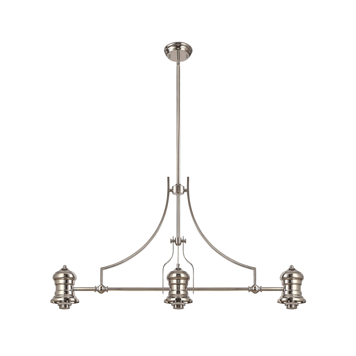 Sleek Linear Pendant Light in Polished Nickel Finish, 3 x E27 Sockets