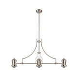 Sleek Linear Pendant Light in Polished Nickel Finish, 3 x E27 Sockets