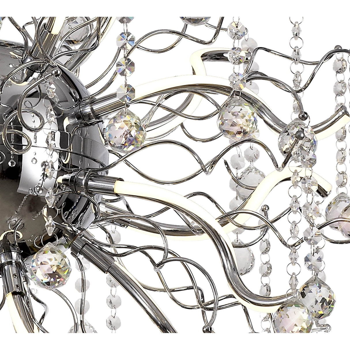 Elegant Dimmable LED Pendant Light, 24 Arms, Polished Chrome, 3150lm, 3000K Warm White, 3-Year Warranty