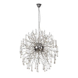 Contemporary Polished Chrome Pendant Light with Dimmable LED, 3000K, and Crystal Accents