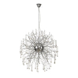 Contemporary Polished Chrome Pendant Light with Dimmable LED, 3000K, and Crystal Accents