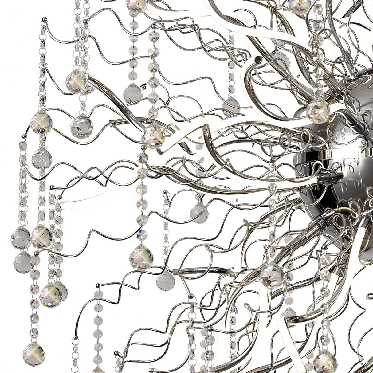 Contemporary Polished Chrome Pendant Light with Dimmable LED, 3000K, and Crystal Accents