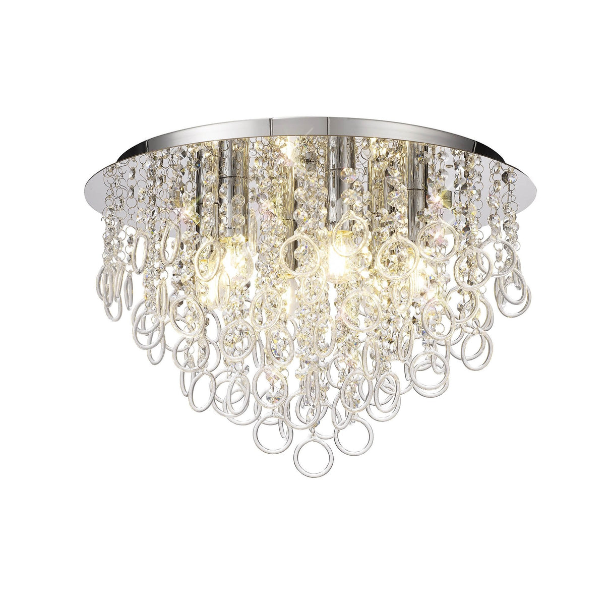 Glamorous 6-Light Crystal Ceiling Fixture in Polished Chrome