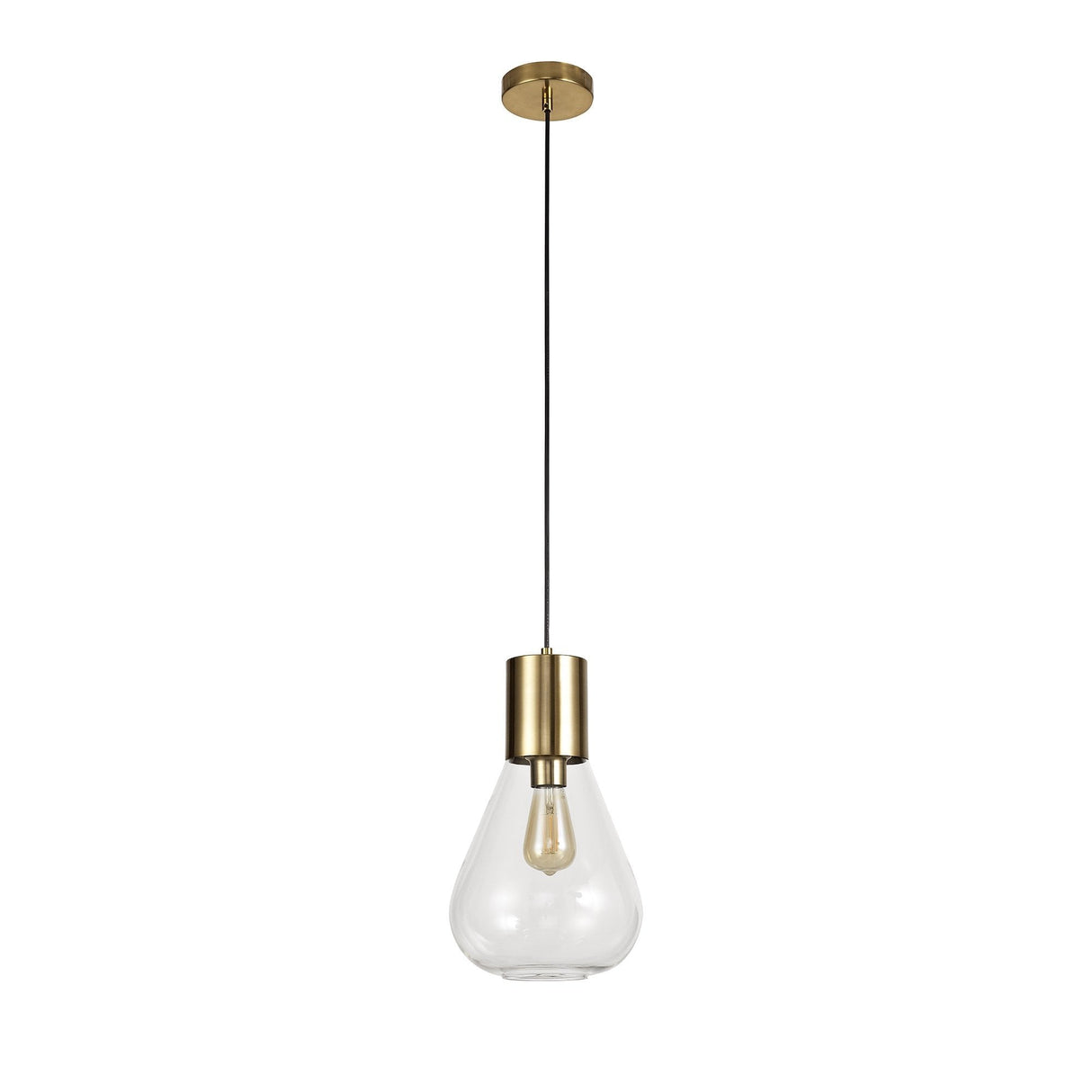 Elegant Glass Pendant Light, Ancient Brass Finish