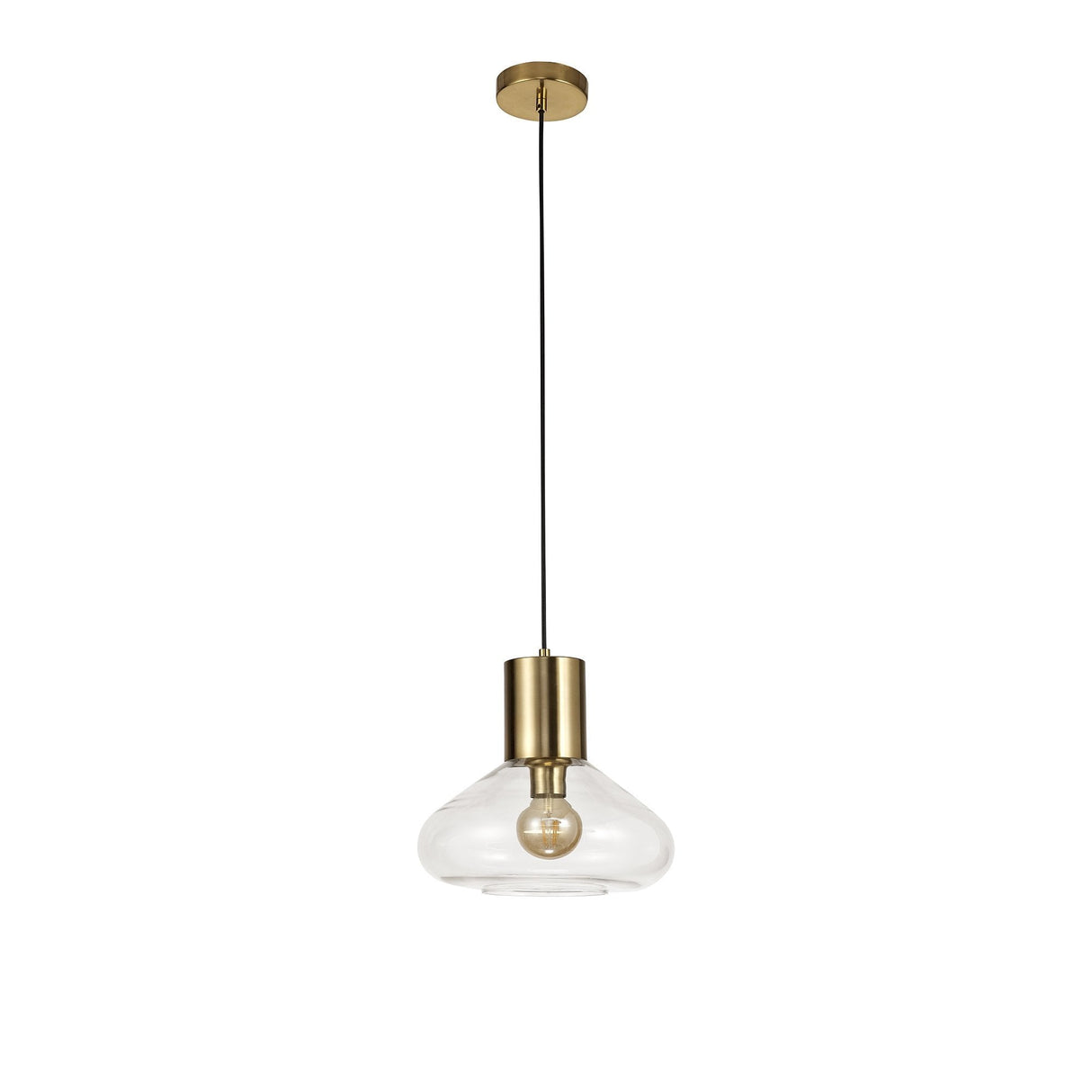 Elegant Brass Pendant Light with Clear Glass Shade