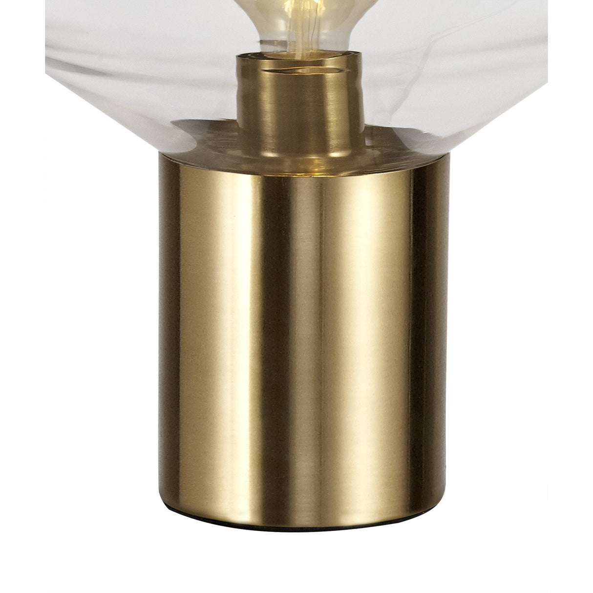 Elegant Wide Table Lamp with Ancient Brass and Clear Glass Finish