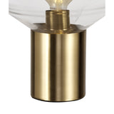 Elegant Wide Table Lamp with Ancient Brass and Clear Glass Finish