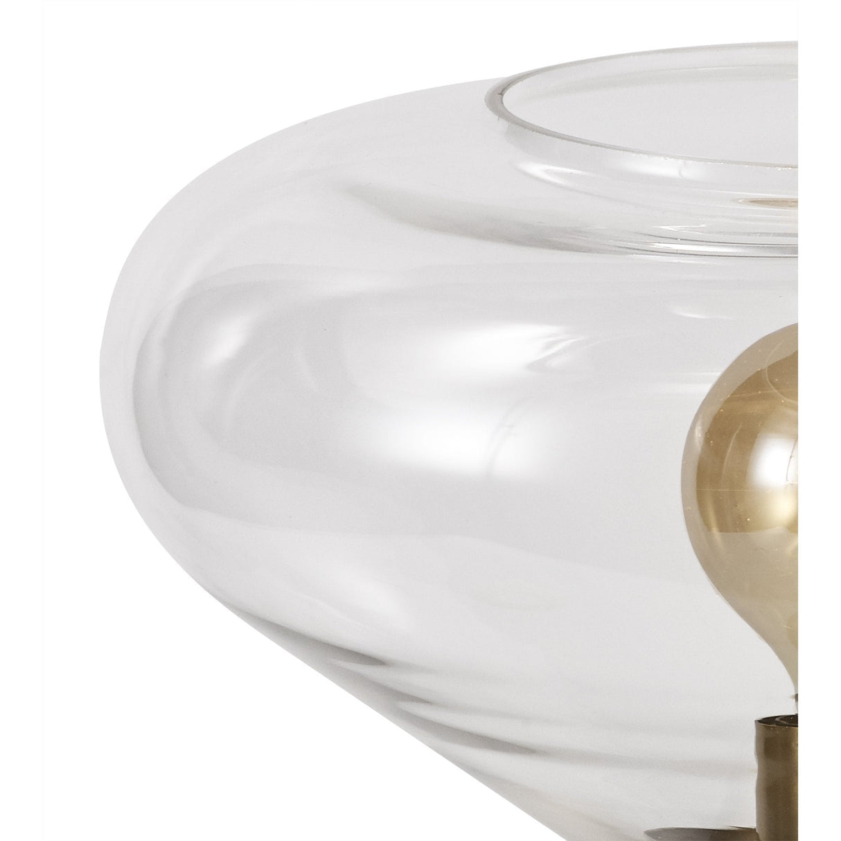 Elegant Wide Table Lamp with Ancient Brass and Clear Glass Finish