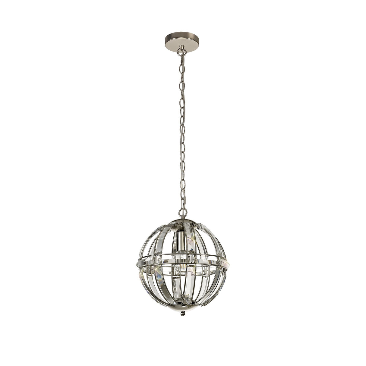 Polished Nickel Pendant Light, 1 E27 Socket