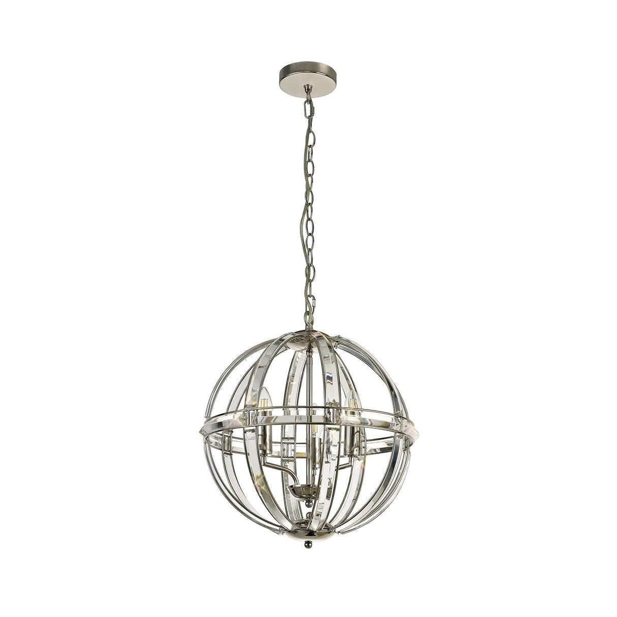 Elegant Polished Nickel 3-Light Round Pendant with Clear Glass
