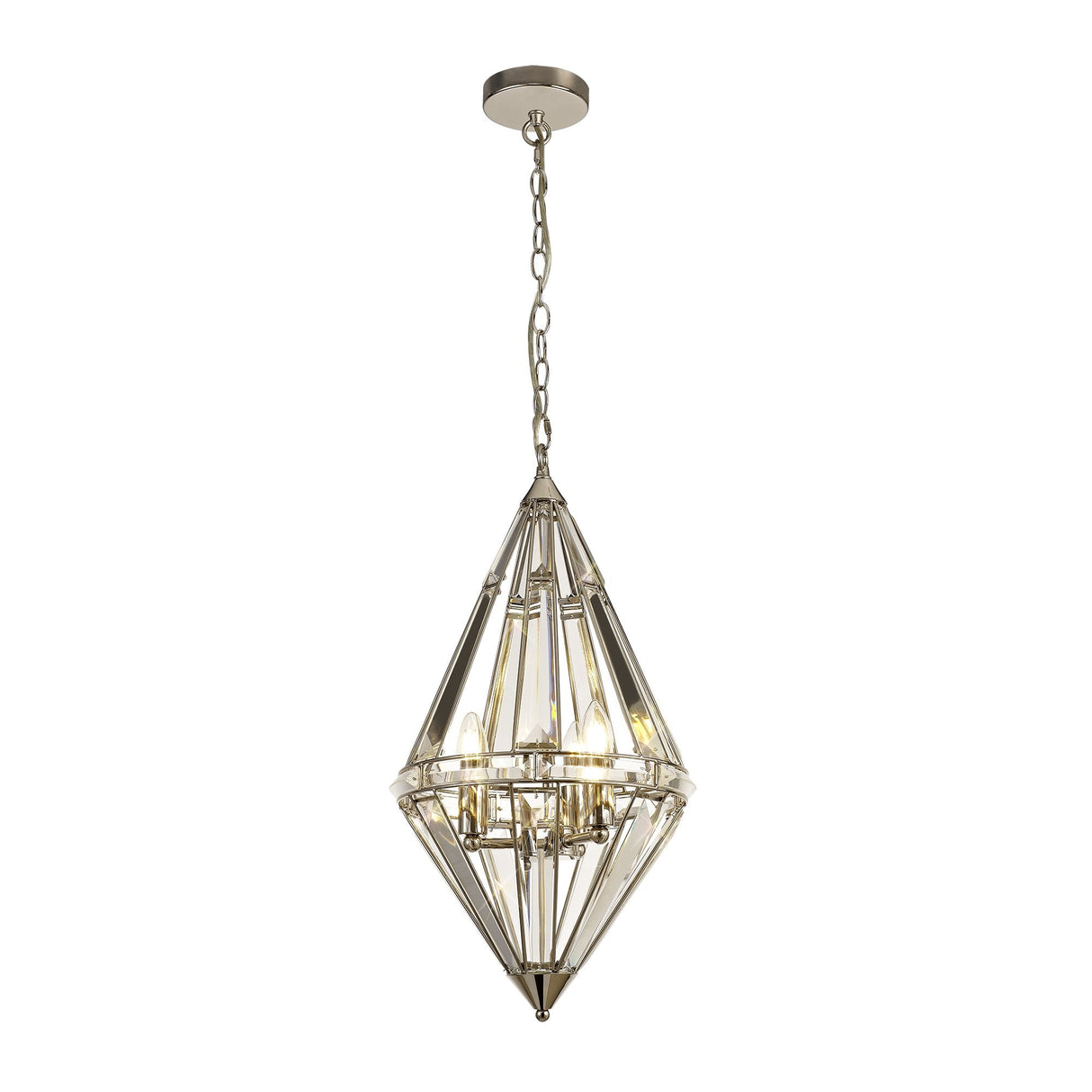 Elegant Tri-Light Polished Nickel Diamond Pendant