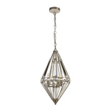 Elegant Tri-Light Polished Nickel Diamond Pendant