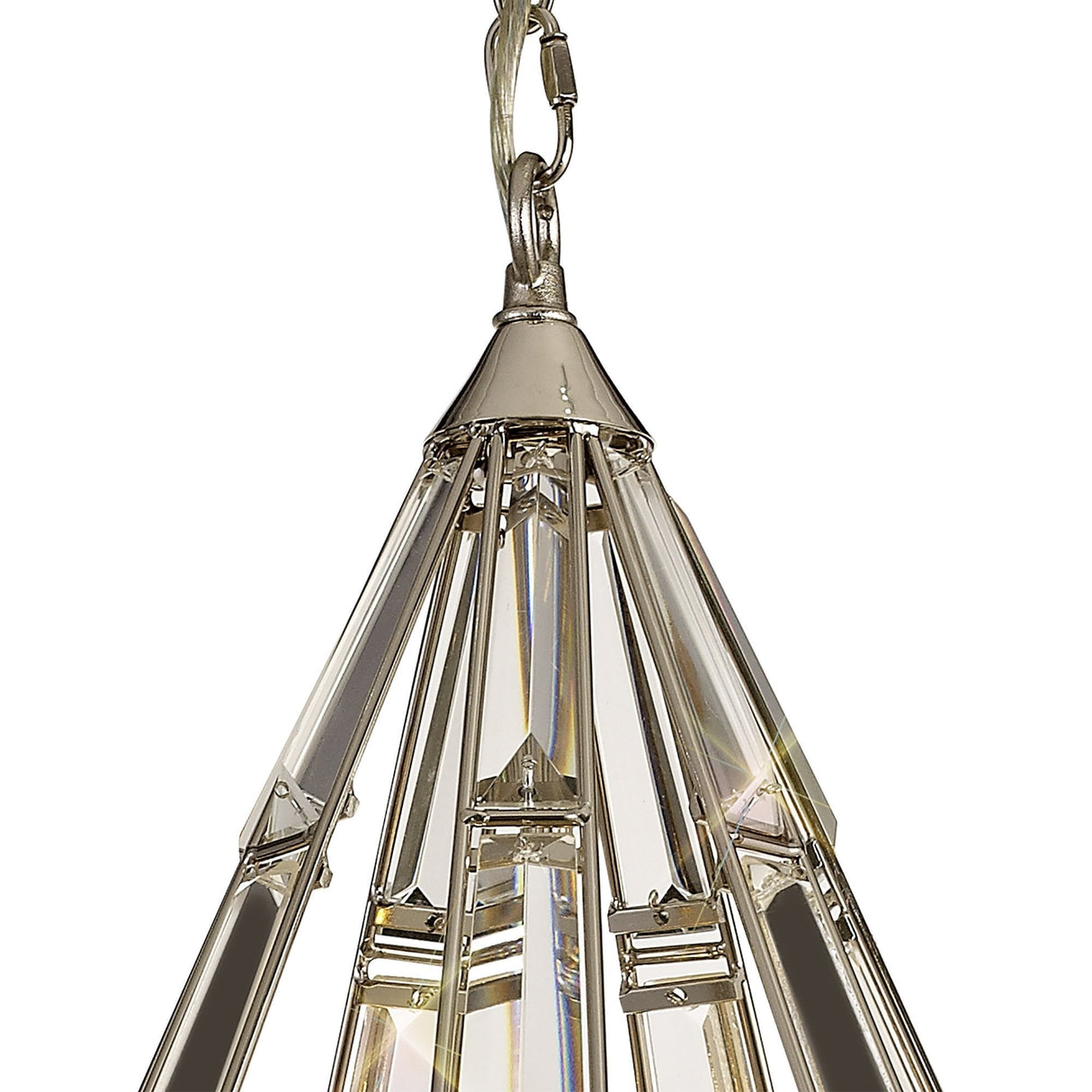 Elegant Tri-Light Polished Nickel Diamond Pendant