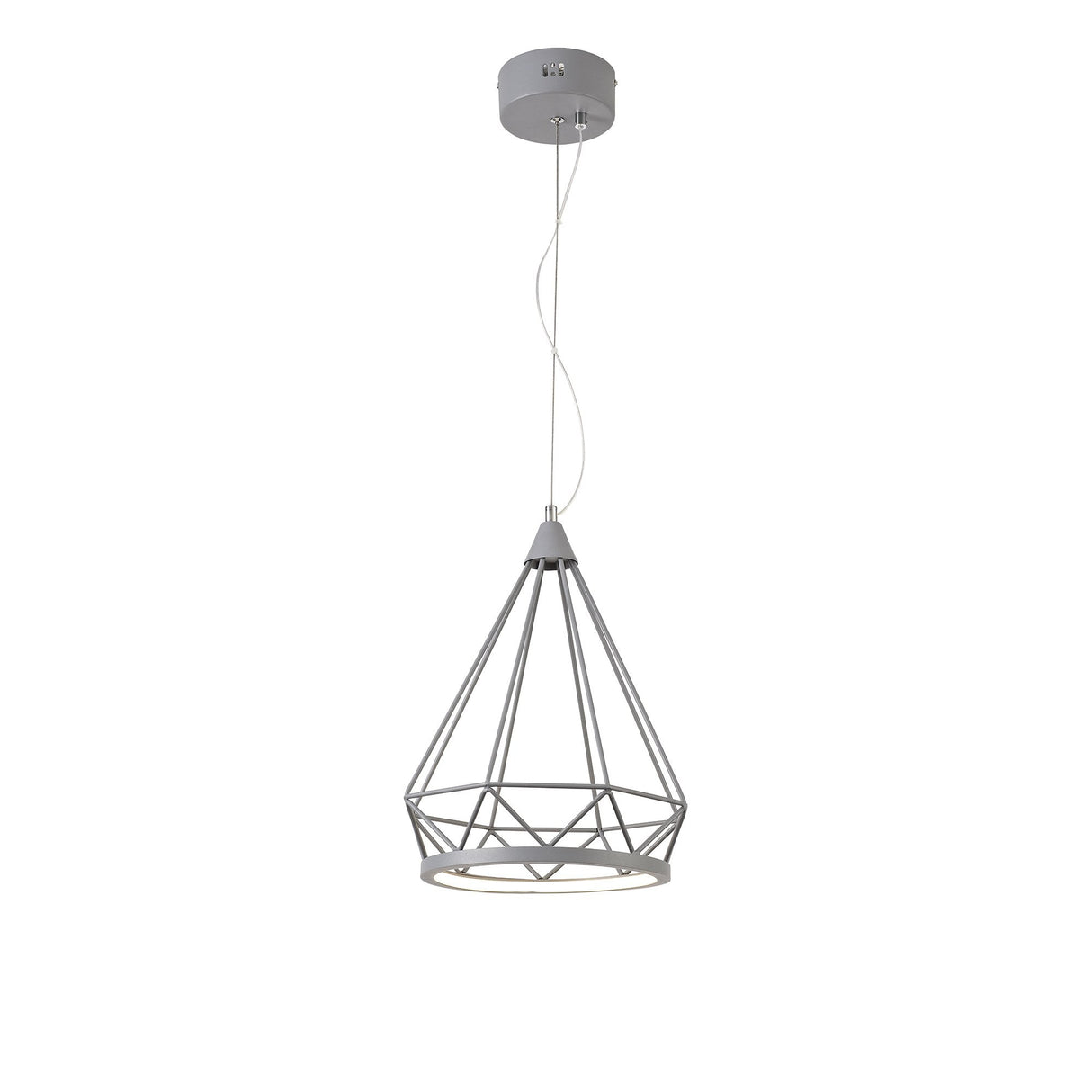Elegant 8W LED Pendant Light in Matt Grey - 3700K Natural White, Adjustable Drop