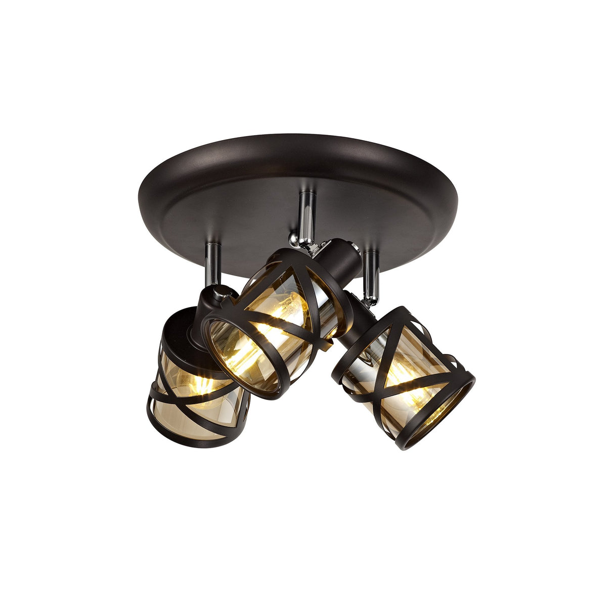 Tri-Light Amber Spotlight Fixture with Oiled Bronze & Polished Chrome Finish