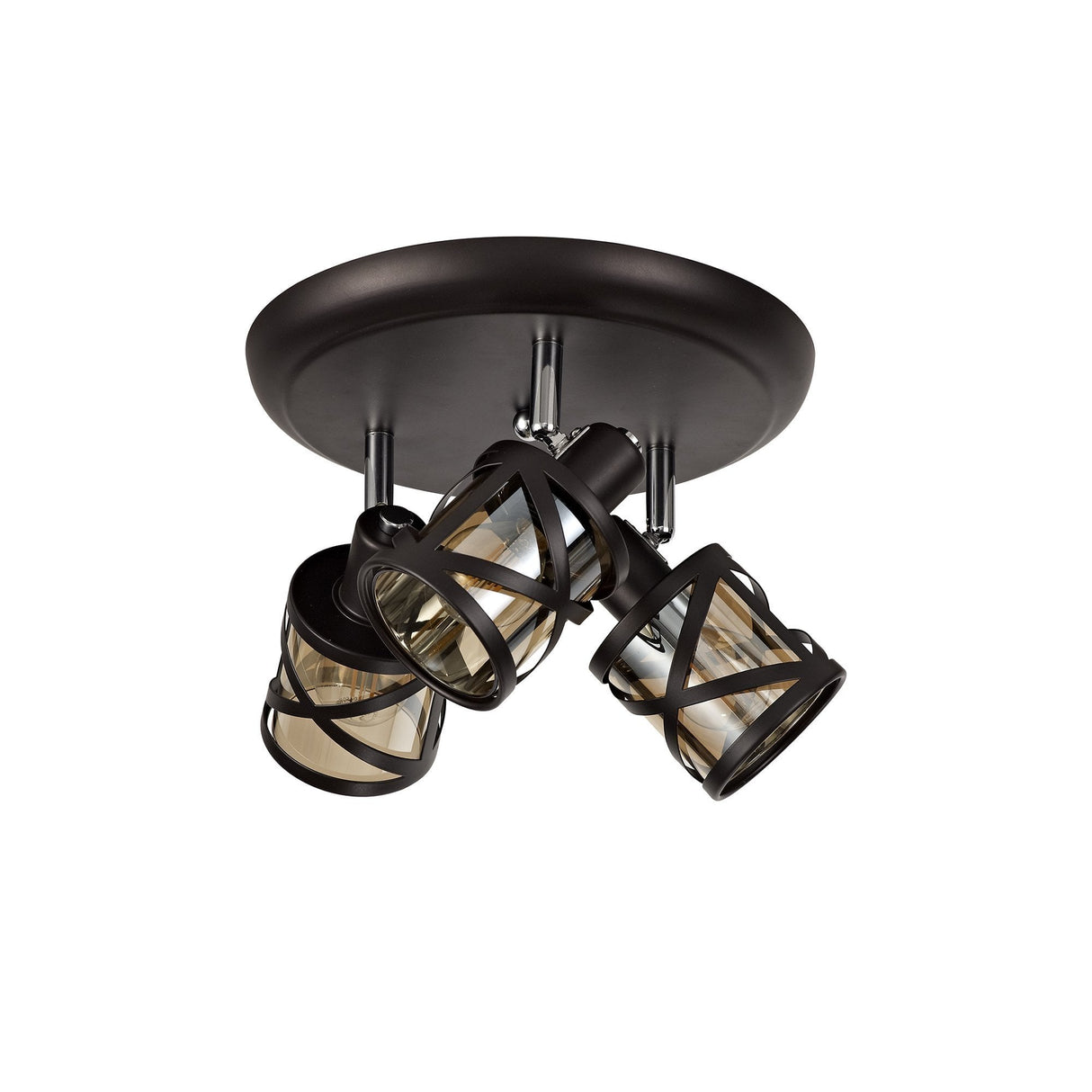 Tri-Light Amber Spotlight Fixture with Oiled Bronze & Polished Chrome Finish