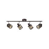 Elegant Quad Light Bar Fixture in Oiled Bronze and Chrome with Amber Shades