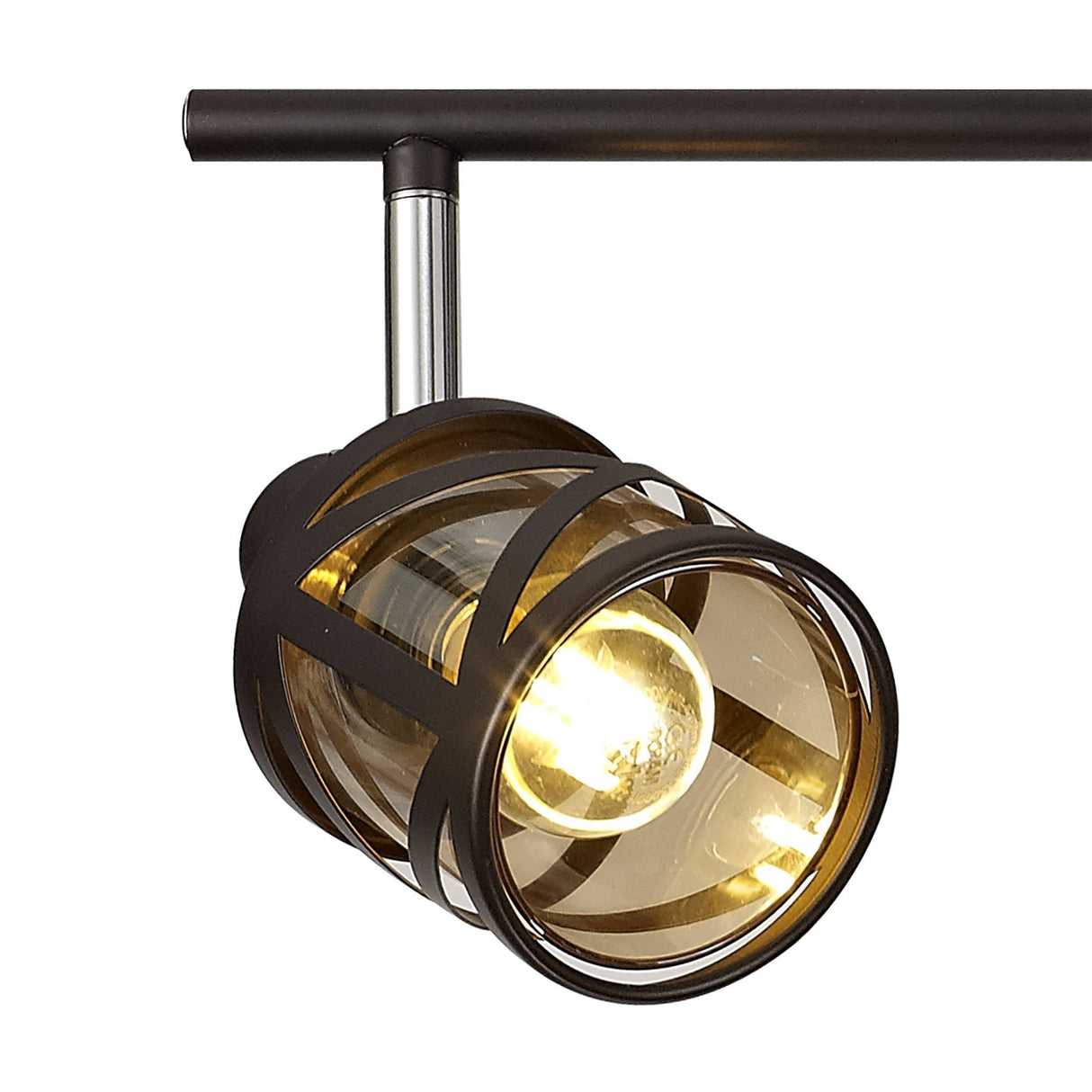 Elegant Quad Light Bar Fixture in Oiled Bronze and Chrome with Amber Shades