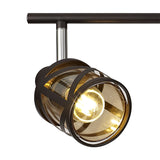 Elegant Quad Light Bar Fixture in Oiled Bronze and Chrome with Amber Shades