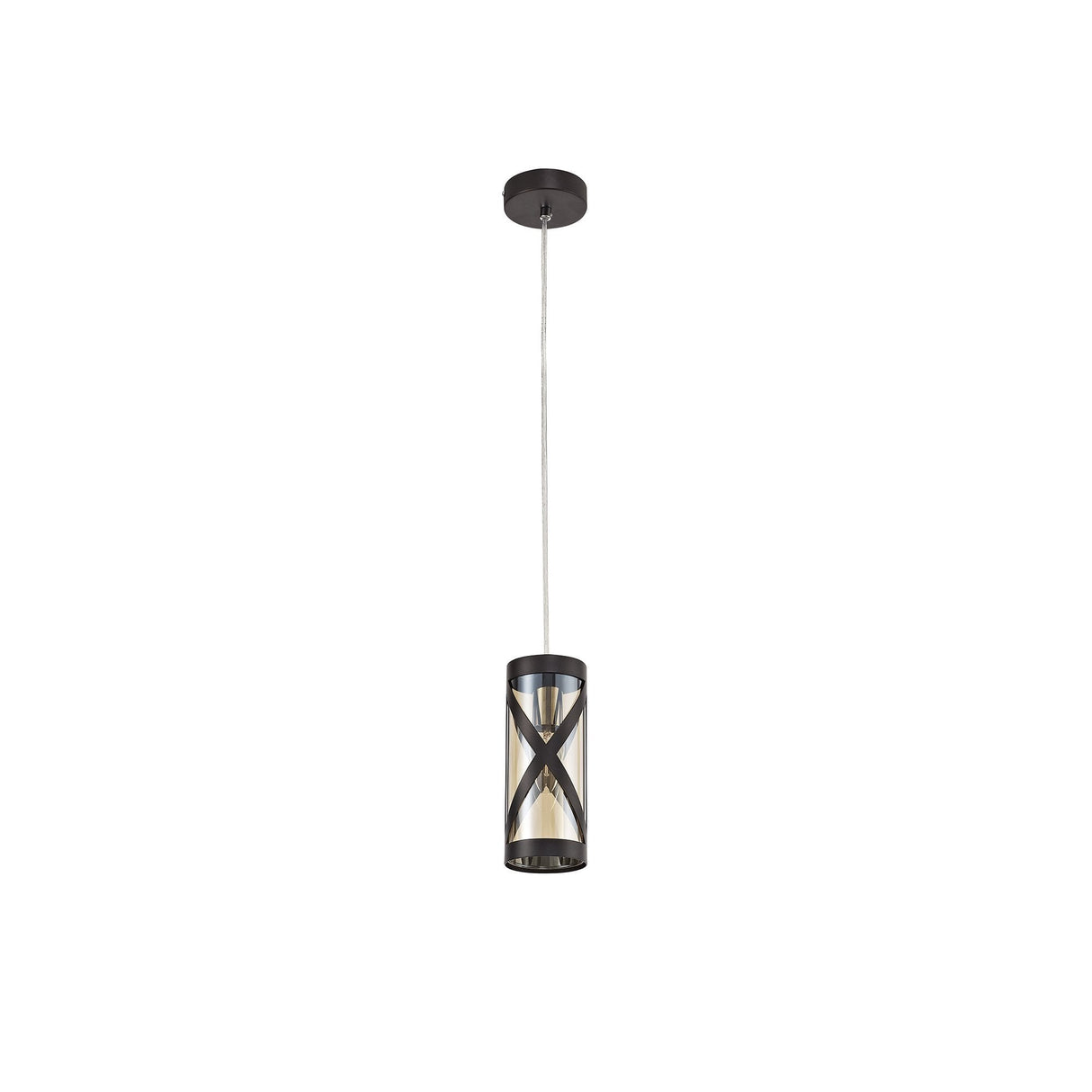 Elegant Amber Pendant Light with Oiled Bronze and Polished Chrome Finish