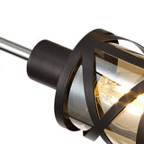 Adjustable 4-Light Pendant in Oiled Bronze & Polished Chrome with Amber Shade