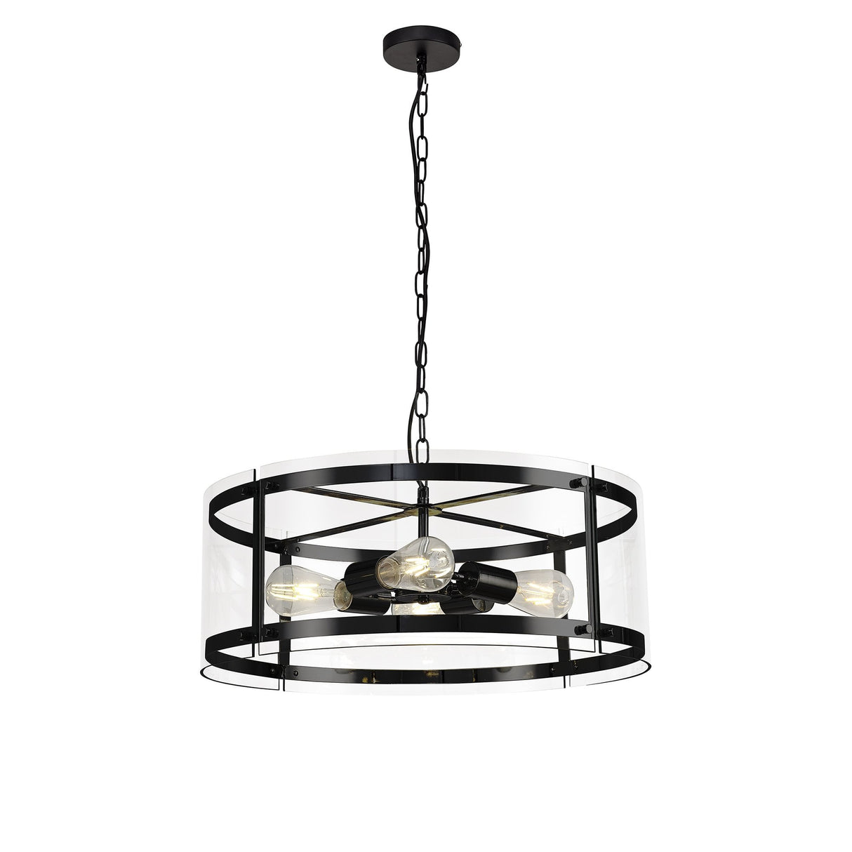 Modern Pendant Chandelier, 4-Light, Matte Black Finish