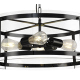 Modern Pendant Chandelier, 4-Light, Matte Black Finish