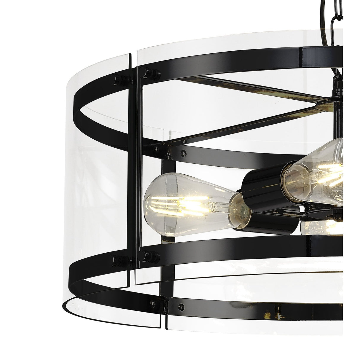 Modern Pendant Chandelier, 4-Light, Matte Black Finish