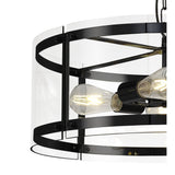 Modern Pendant Chandelier, 4-Light, Matte Black Finish