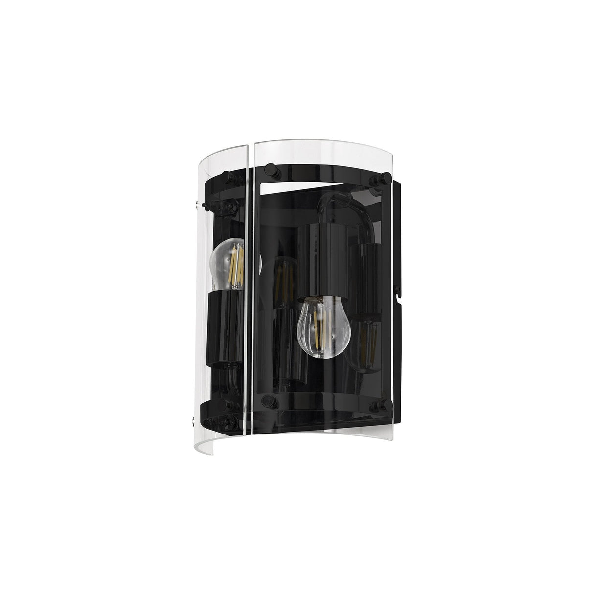 Contemporary Matte Black Dual-Light Wall Sconce with Clear Shades