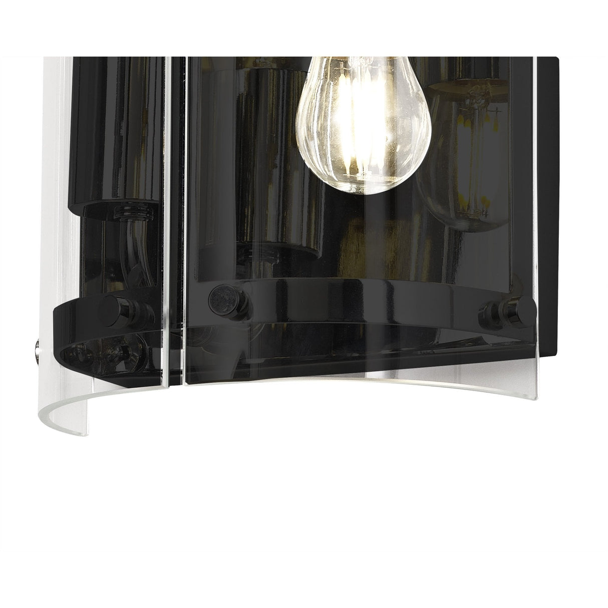 Contemporary Matte Black Dual-Light Wall Sconce with Clear Shades