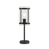 Sleek Matte Black Table Lamp with Clear Shade and Inline Switch