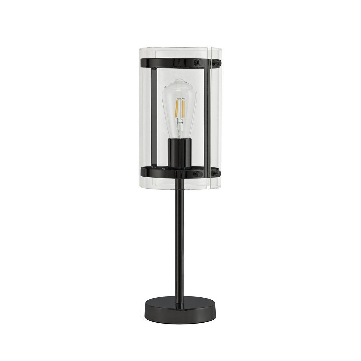 Sleek Matte Black Table Lamp with Clear Shade and Inline Switch