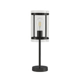 Sleek Matte Black Table Lamp with Clear Shade and Inline Switch