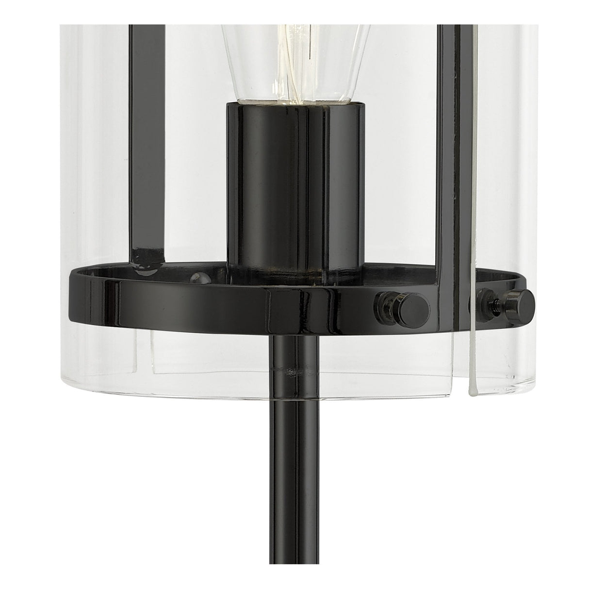 Sleek Matte Black Table Lamp with Clear Shade and Inline Switch