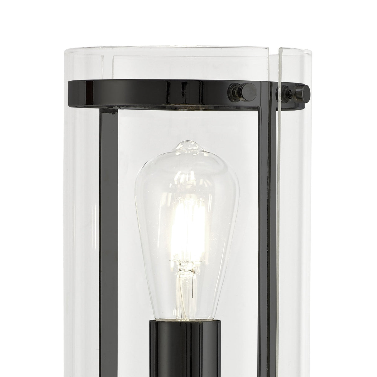 Sleek Matte Black Table Lamp with Clear Shade and Inline Switch