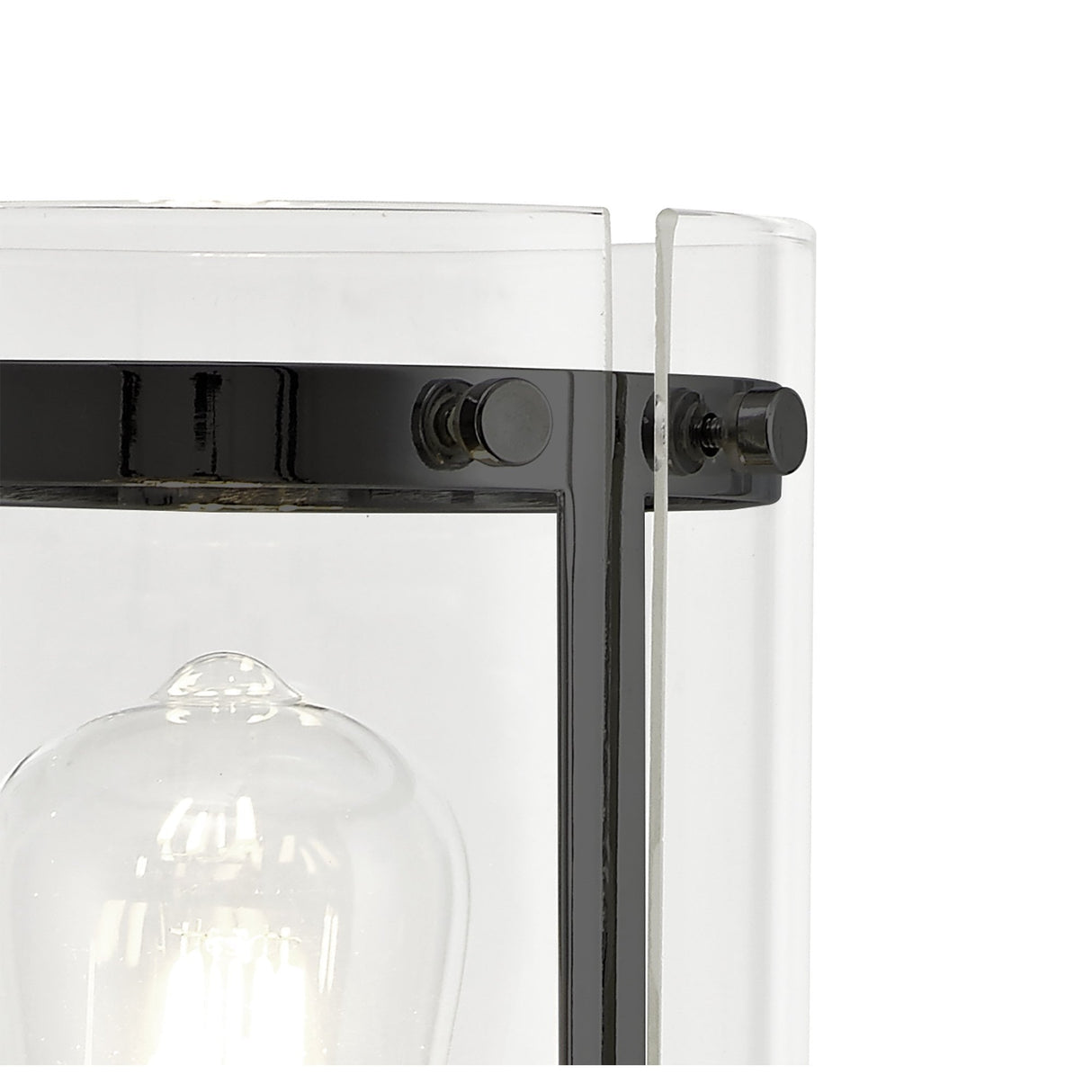 Sleek Matte Black Table Lamp with Clear Shade and Inline Switch