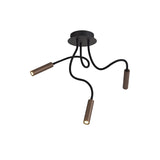 Modern Black and Copper Adjustable 3-Arm LED Ceiling Light with Dimmable Warm Glow