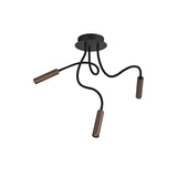 Modern Black and Copper Adjustable 3-Arm LED Ceiling Light with Dimmable Warm Glow