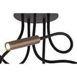 Modern Adjustable LED Ceiling Light with 5 Satin Copper Arms, Black Finish, Dimmable, 3000K Warm White