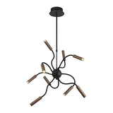 Sputnik Pendant Light with Adjustable Arms, 9 x 4W Dimmable LEDs, Black and Satin Copper Finish, 3000K Warm White, 3-Year Warranty