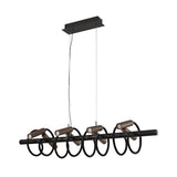Modern Linear Pendant Light, Adjustable 8-Arm LED, Black & Satin Copper Finish, Dimmable Warm White, 3-Year Warranty