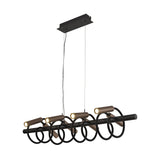 Modern Linear Pendant Light, Adjustable 8-Arm LED, Black & Satin Copper Finish, Dimmable Warm White, 3-Year Warranty