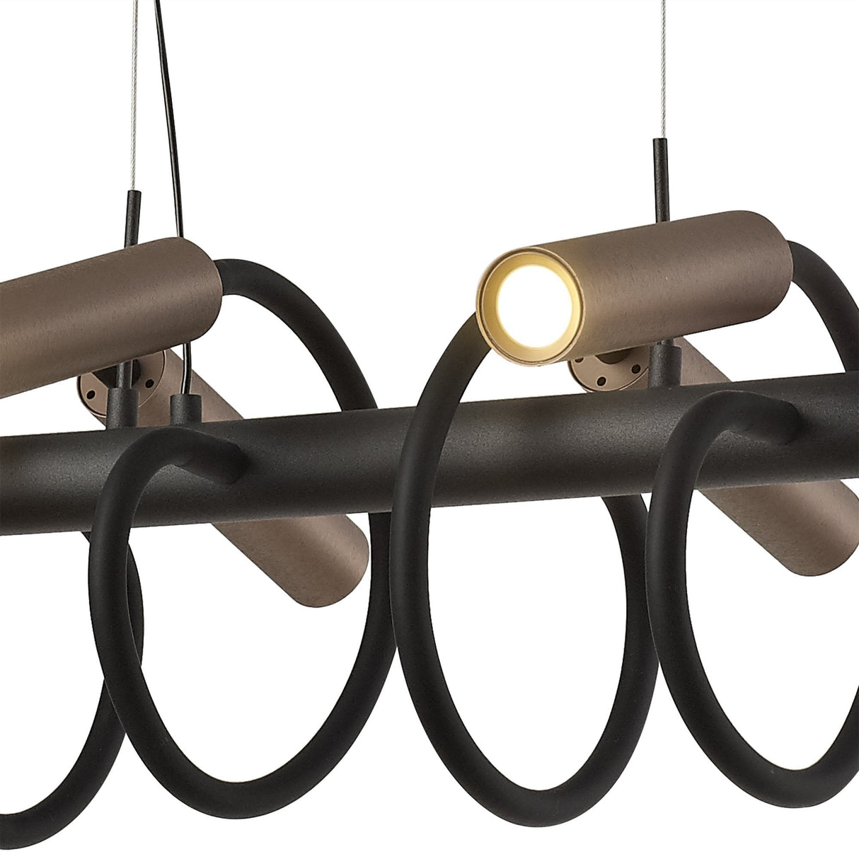 Modern Linear Pendant Light, Adjustable 8-Arm LED, Black & Satin Copper Finish, Dimmable Warm White, 3-Year Warranty